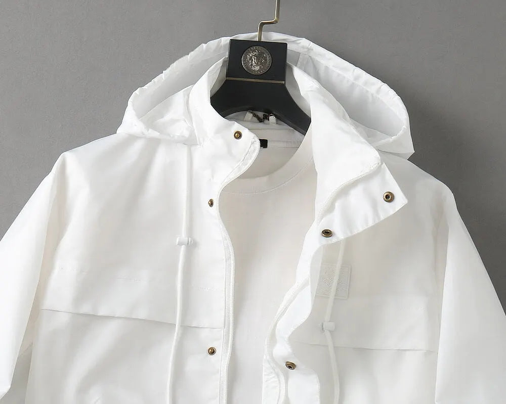 Button Placket Hooded Utility Jacket