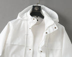 Button Placket Hooded Utility Jacket