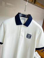 Rib‑Knit Striped Collar Polo Shirt