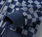 Checker Pattern Casual Bomber Jacket