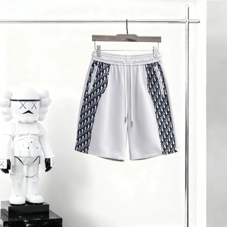 Zip‑Pocket Side‑Panel Drawstring Sweat Shorts