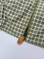 Green Plaid Gradient Color‑Block Jacket