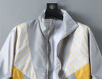 Spliced Print Casual Zip‑Up Jacket