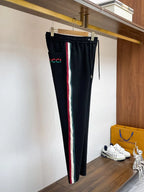 Embossed Side‑Stripe   Embroidery Straight Pants