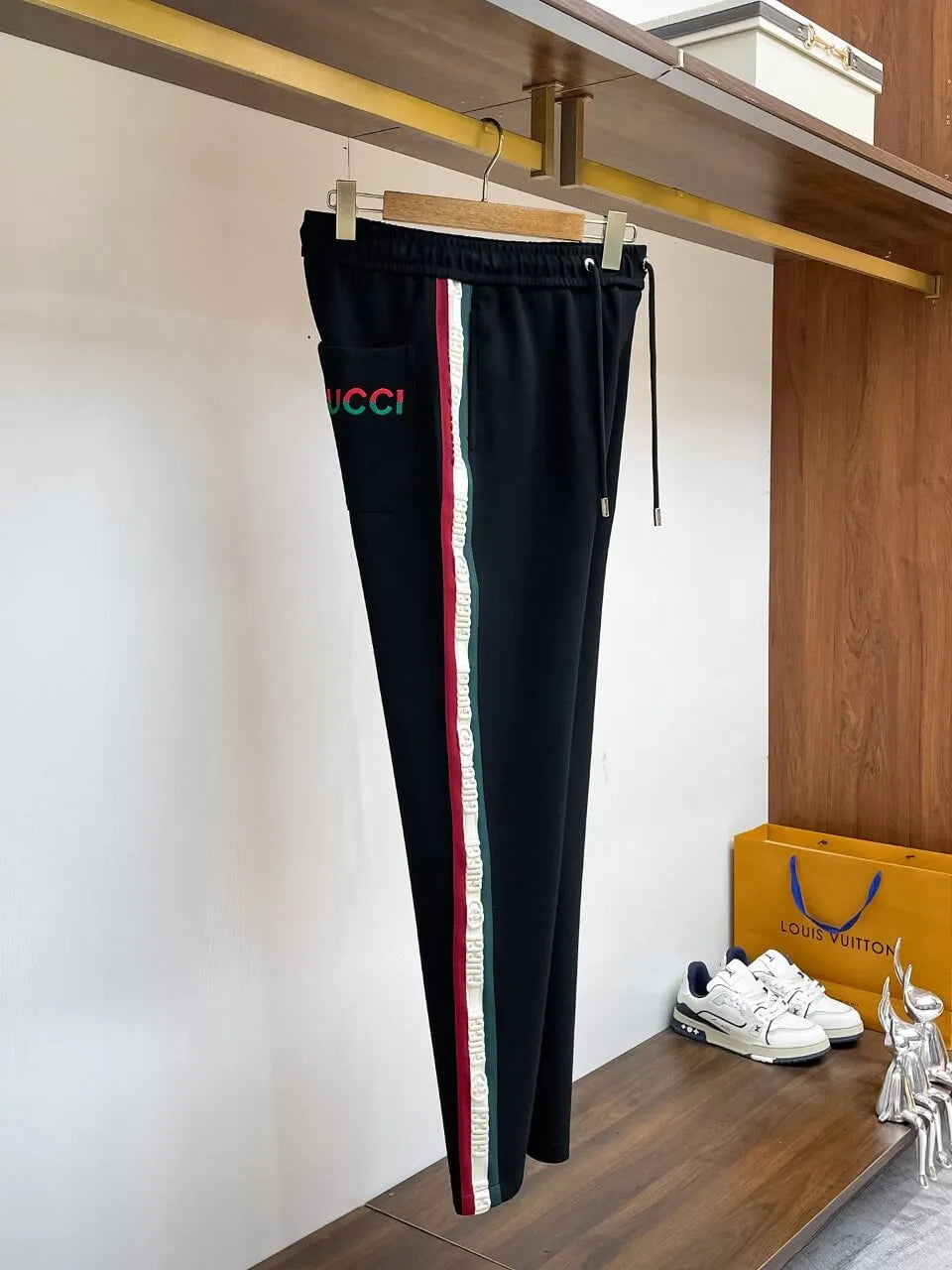 Embossed Side‑Stripe   Embroidery Straight Pants