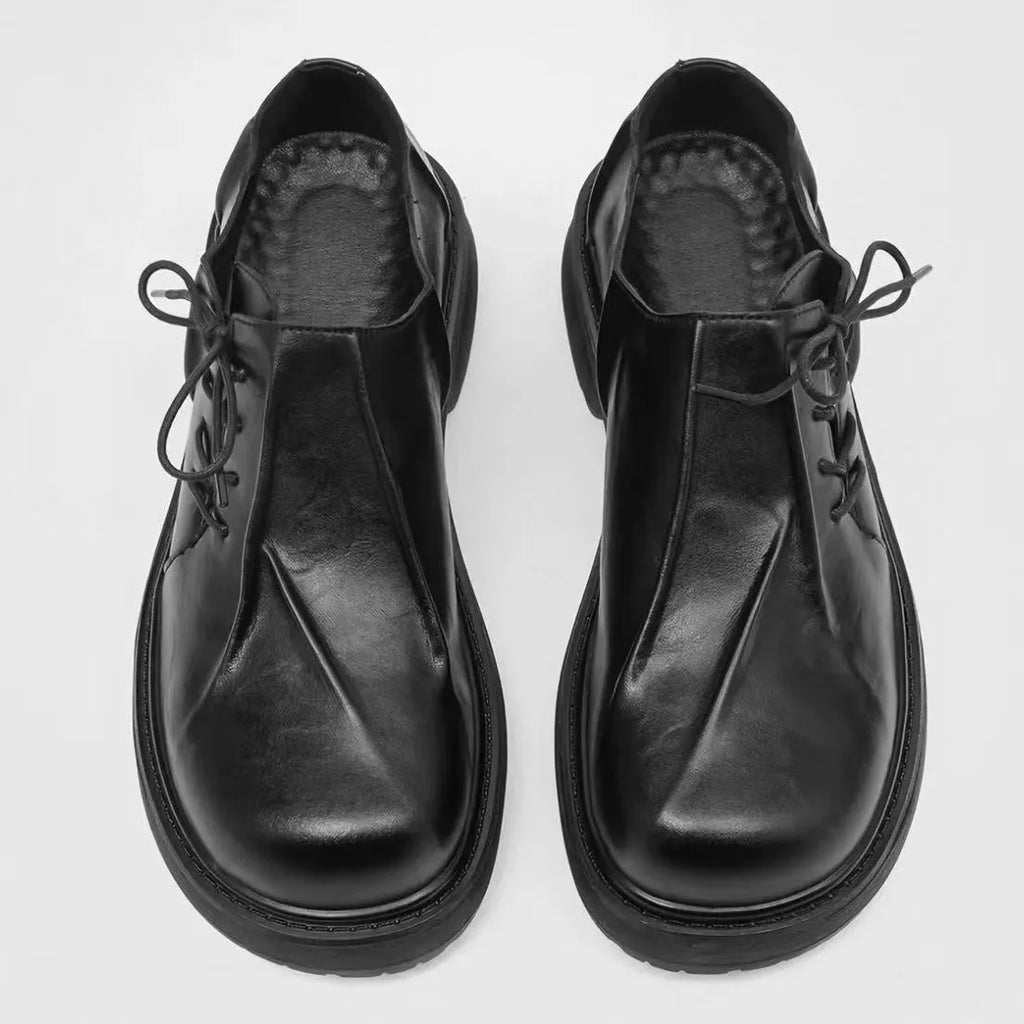 Pleated Square‑Toe Leather Dress Shoe