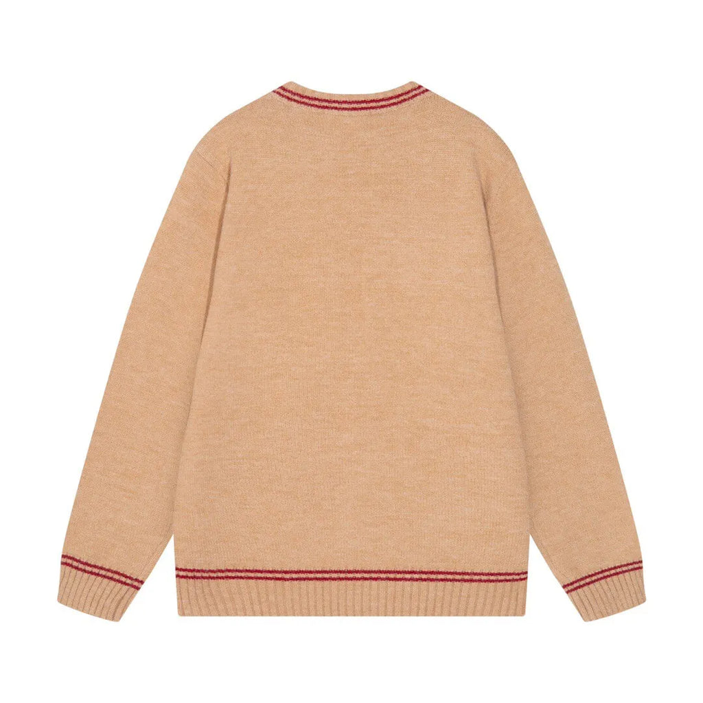 Crest Logo Striped Trim Sweater
