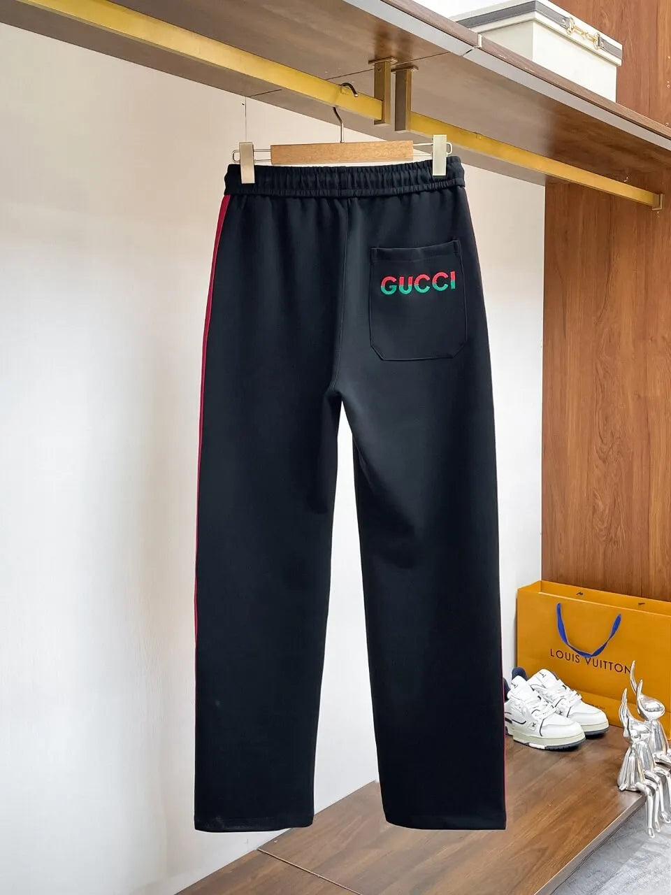 Embossed Side‑Stripe   Embroidery Straight Pants