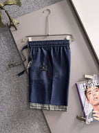Plaid Cuff Label Decor Shorts