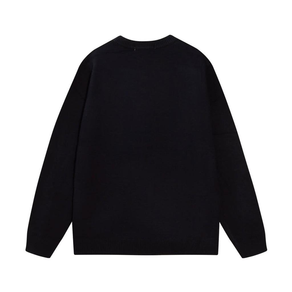 Front Letter Crewneck Knit Sweater