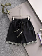 Plaid Cuff Label Decor Shorts