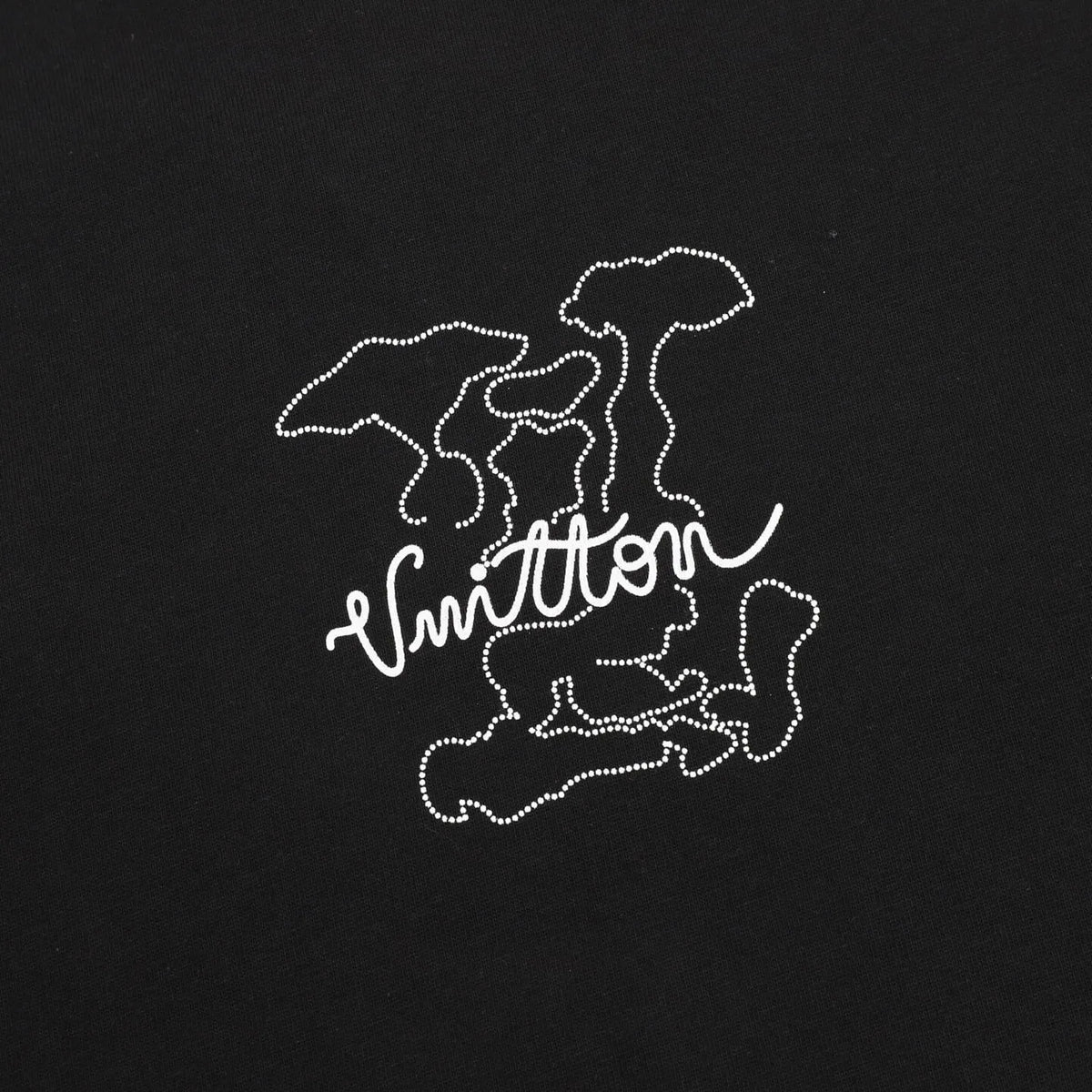Dotted Outline Cursive Dual-Sided Print T-Shirt