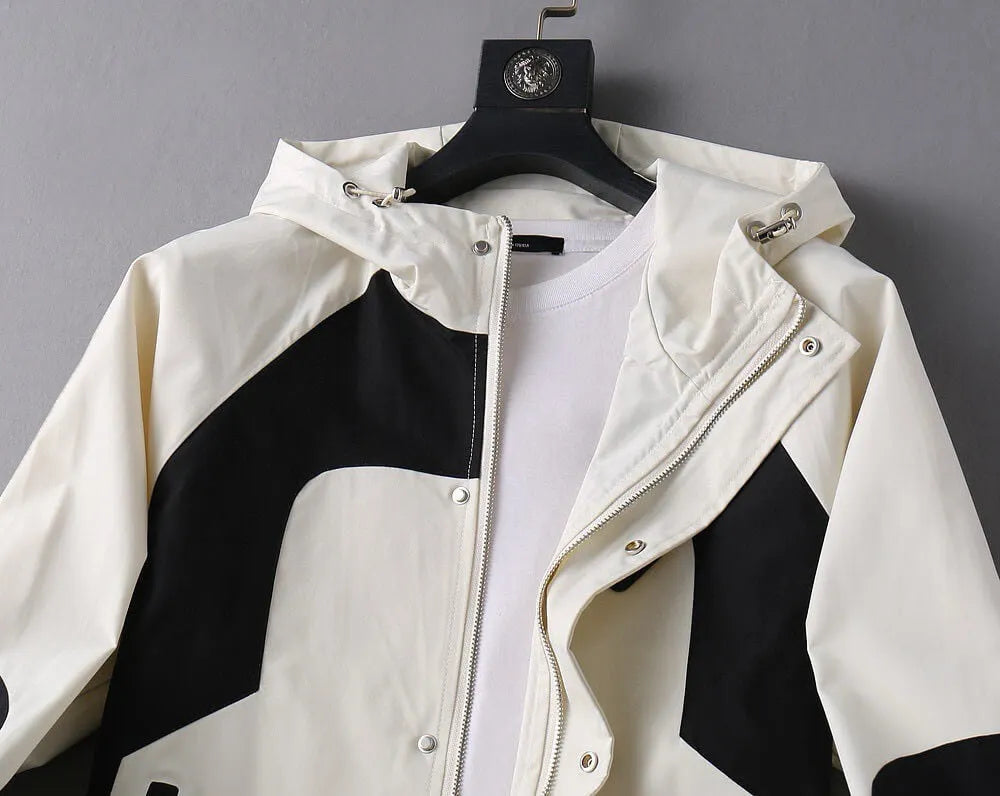 Contrast Panel Sporty Hooded Jacket