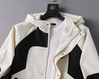 Contrast Panel Sporty Hooded Jacket