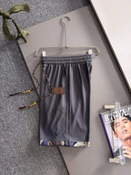 Braided Drawstring Printed Cuff Shorts