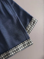 Plaid Cuff Label Decor Shorts