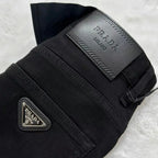 Classic Faux‑Leather Casual Denim Pants