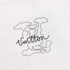 Dotted Outline Cursive Dual-Sided Print T-Shirt