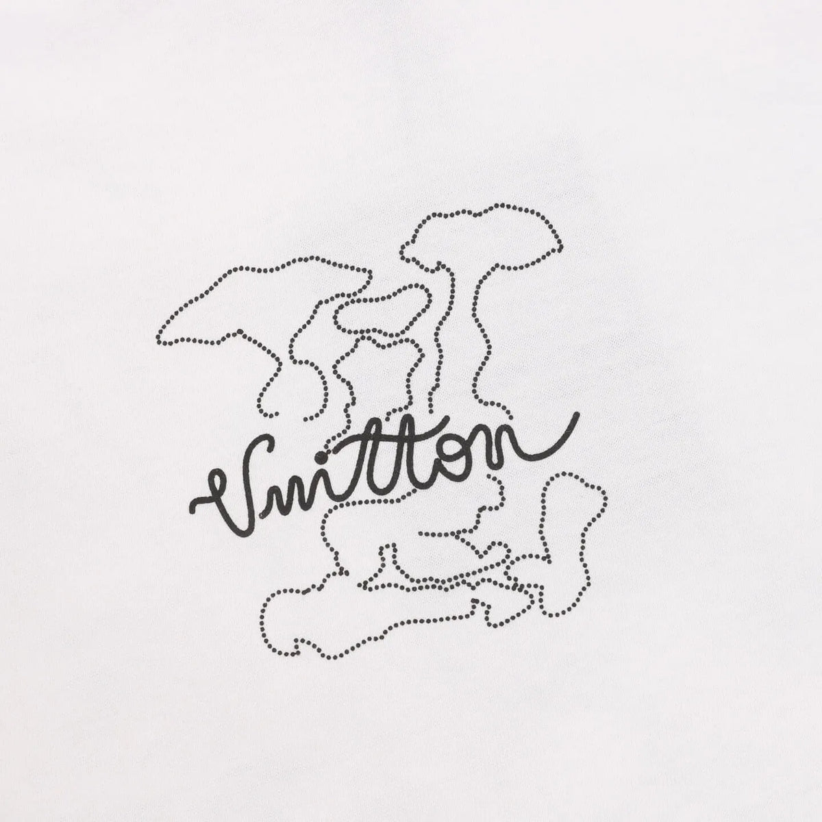 Dotted Outline Cursive Dual-Sided Print T-Shirt