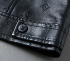 Embossed Pattern Casual Leather Jacket
