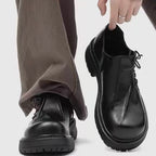 Pleated Square‑Toe Leather Dress Shoe