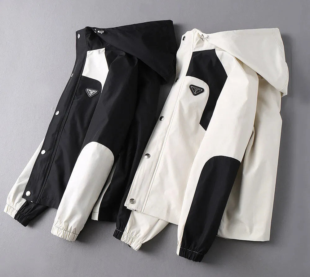 Contrast Panel Sporty Hooded Jacket