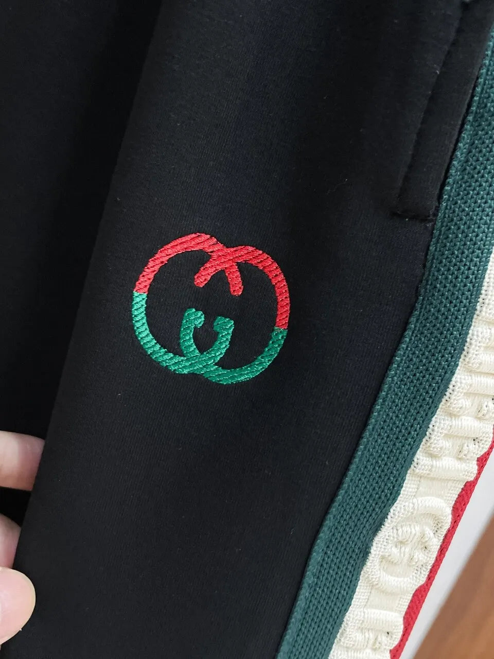 Embossed Side‑Stripe   Embroidery Straight Pants