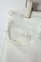 White Pocket Embroidery Jeans
