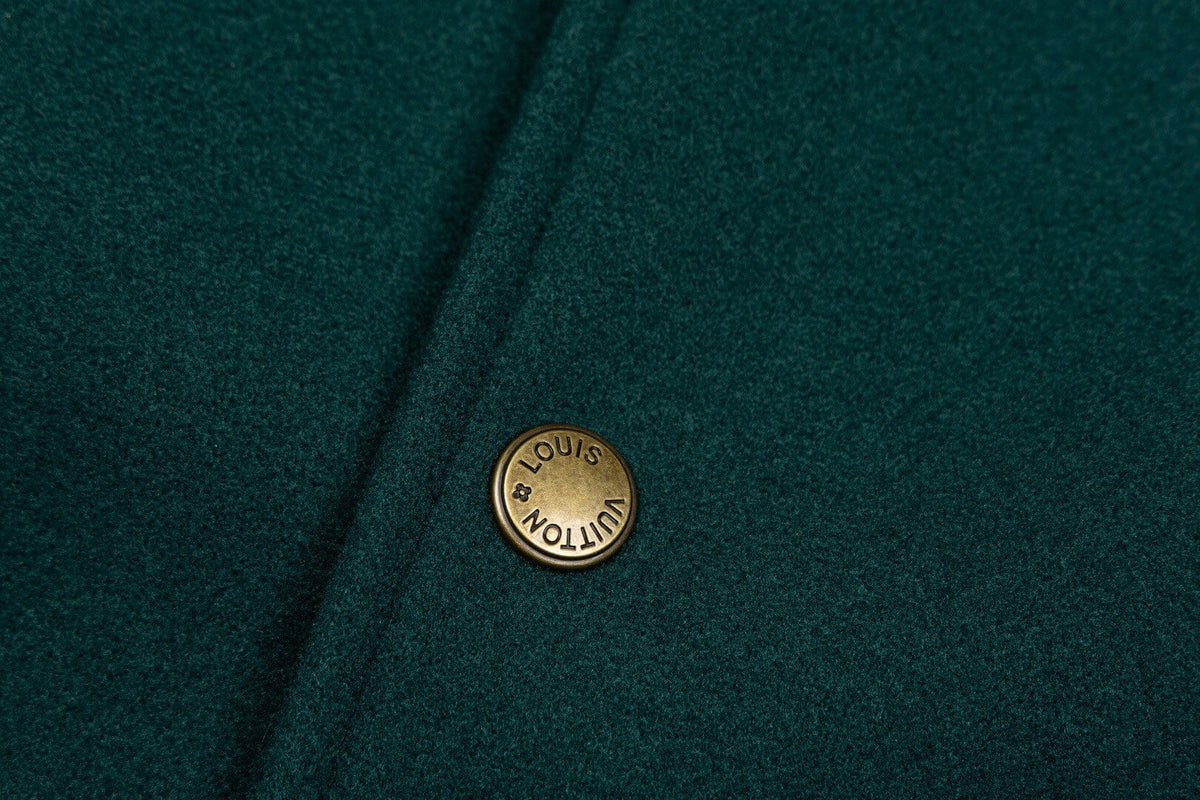 Green Shearling Collar Baseball Jacket
