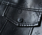 Embossed Pattern Casual Leather Jacket