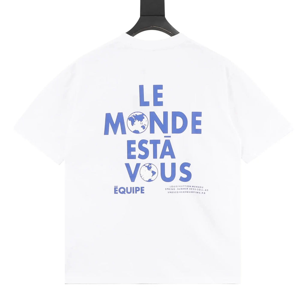 French Slogan Globe Back Print T-Shirt
