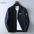 Script Embroidery Collared Zip‑Up Jacket