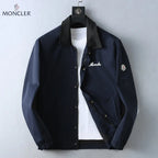 Script Embroidery Collared Zip‑Up Jacket