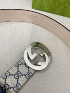 Retro Double G All-Over Print Leather Belt