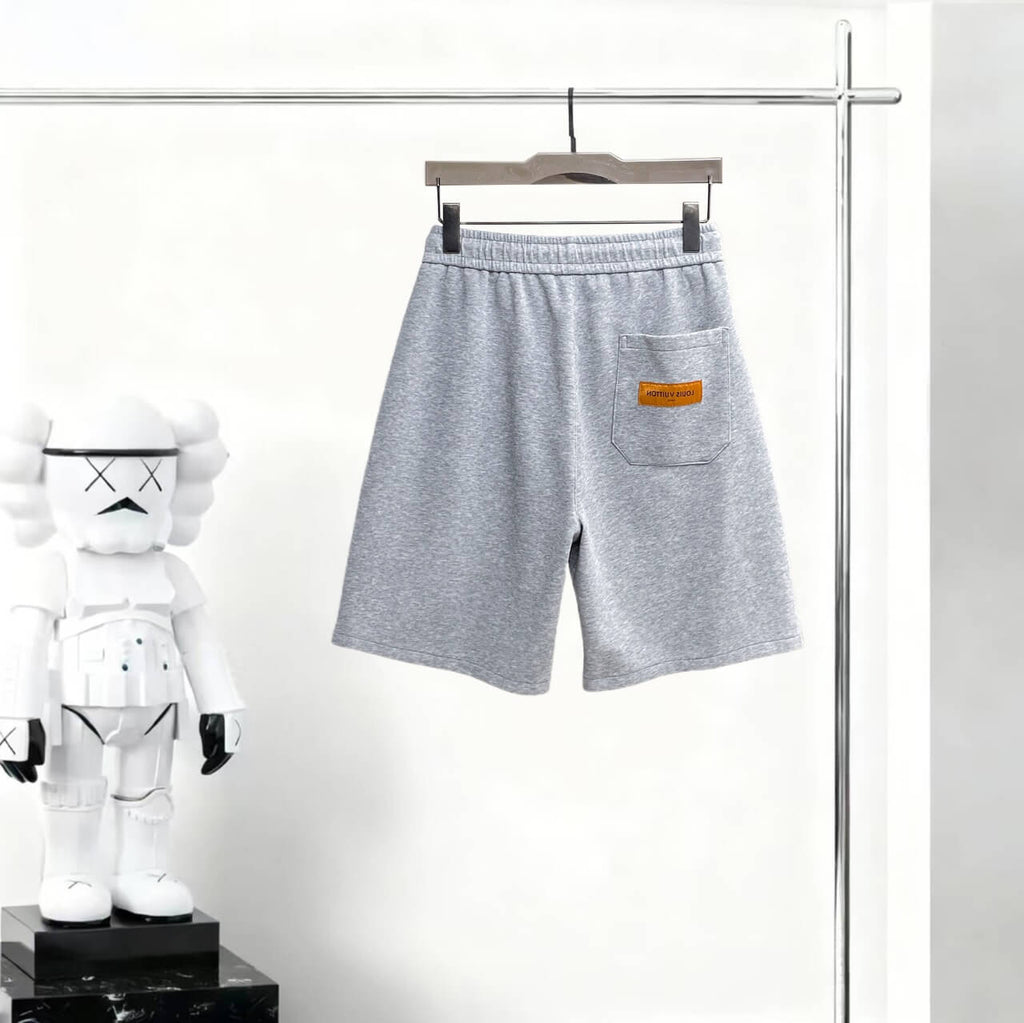 Letter‑Embroidery Drawstring Sweat Shorts