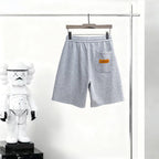 Letter‑Embroidery Drawstring Sweat Shorts
