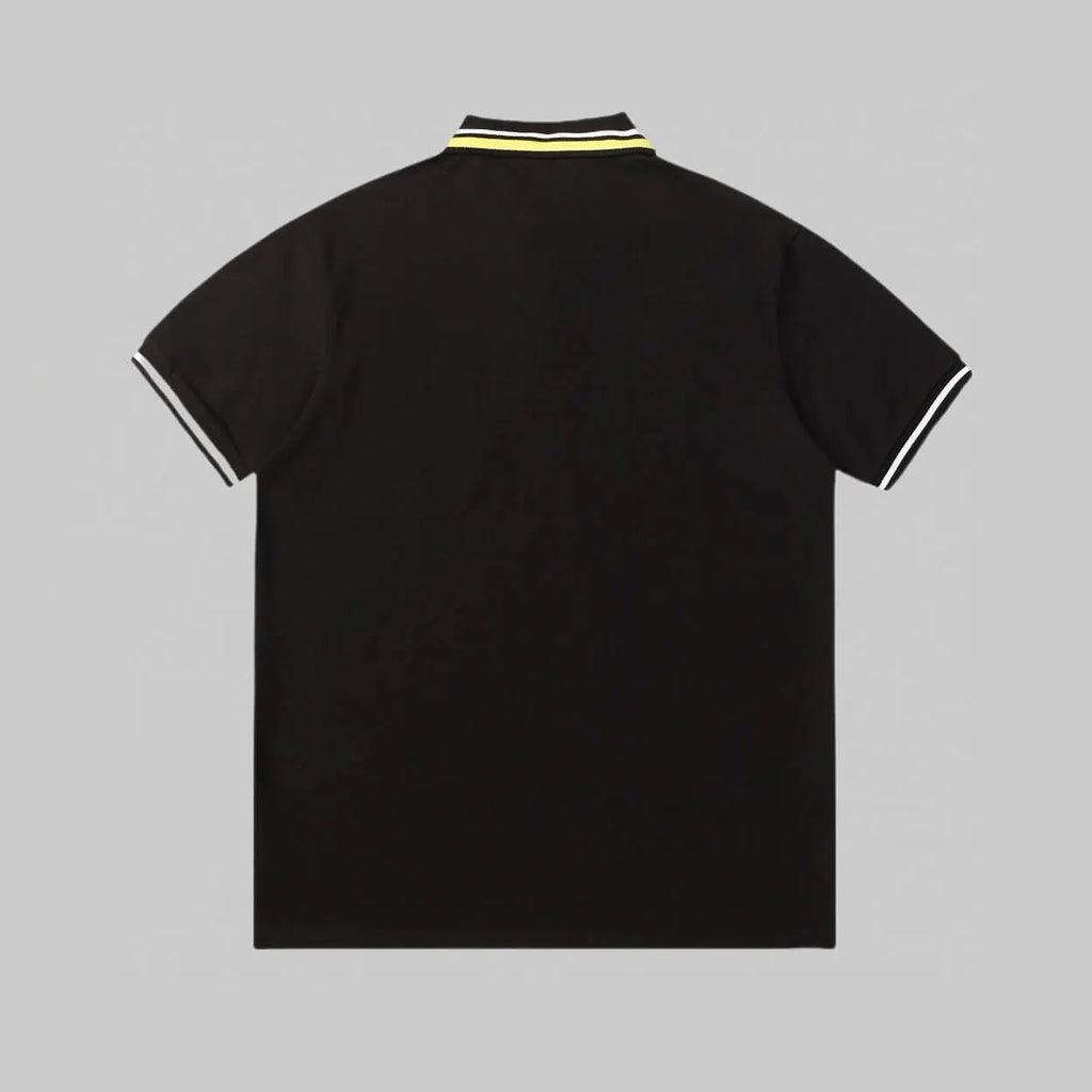 Dual‑Eye Gaze‑Motif Embroidered Polo Shirt