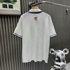 White Waffle Knit Polo Shirt