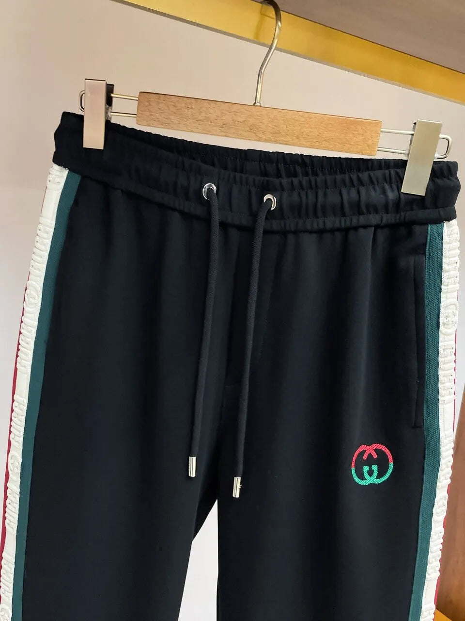 Embossed Side‑Stripe   Embroidery Straight Pants