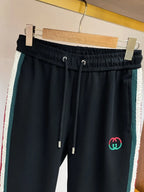 Embossed Side‑Stripe   Embroidery Straight Pants
