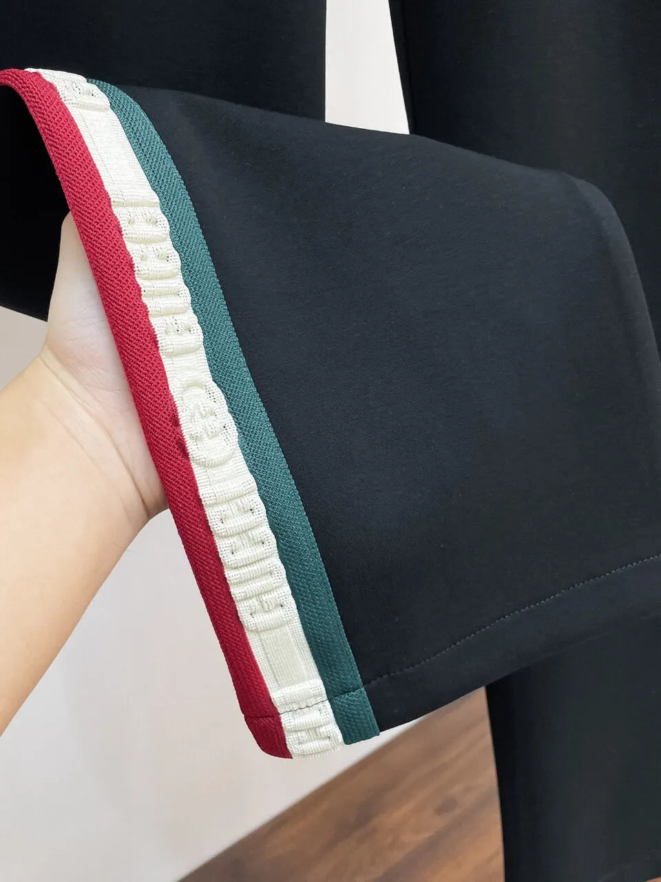 Embossed Side‑Stripe   Embroidery Straight Pants