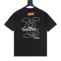 Dotted Outline Cursive Dual-Sided Print T-Shirt