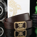 Face Pattern Leather Belt