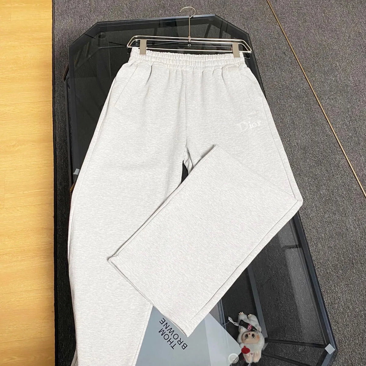 Letter Embroidery Straight Sweat Pants