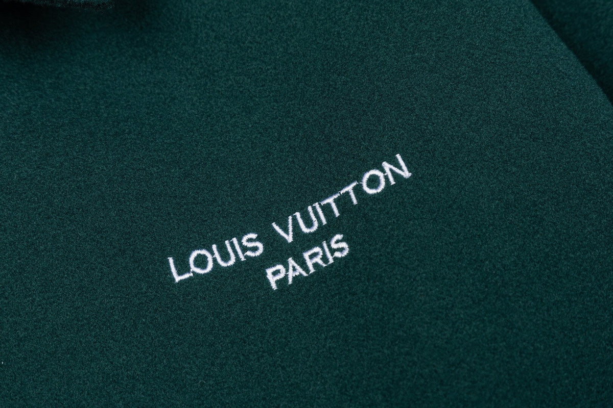 Green Shearling Collar Baseball Jacket