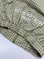 Green Plaid Gradient Color‑Block Jacket