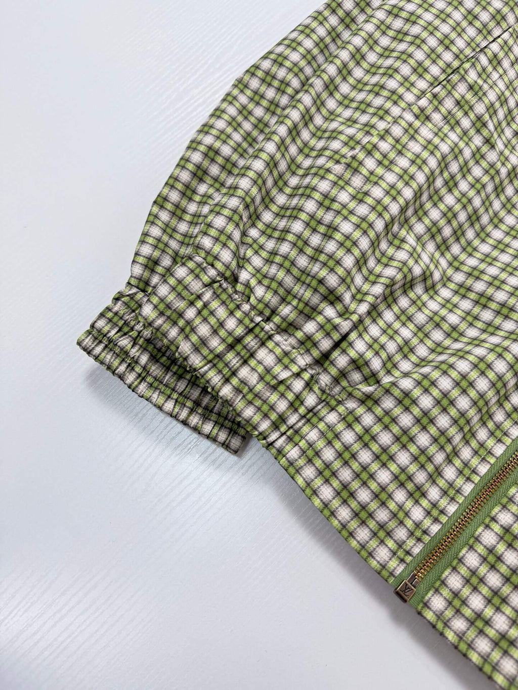 Green Plaid Gradient Color‑Block Jacket