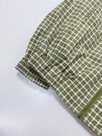 Green Plaid Gradient Color‑Block Jacket