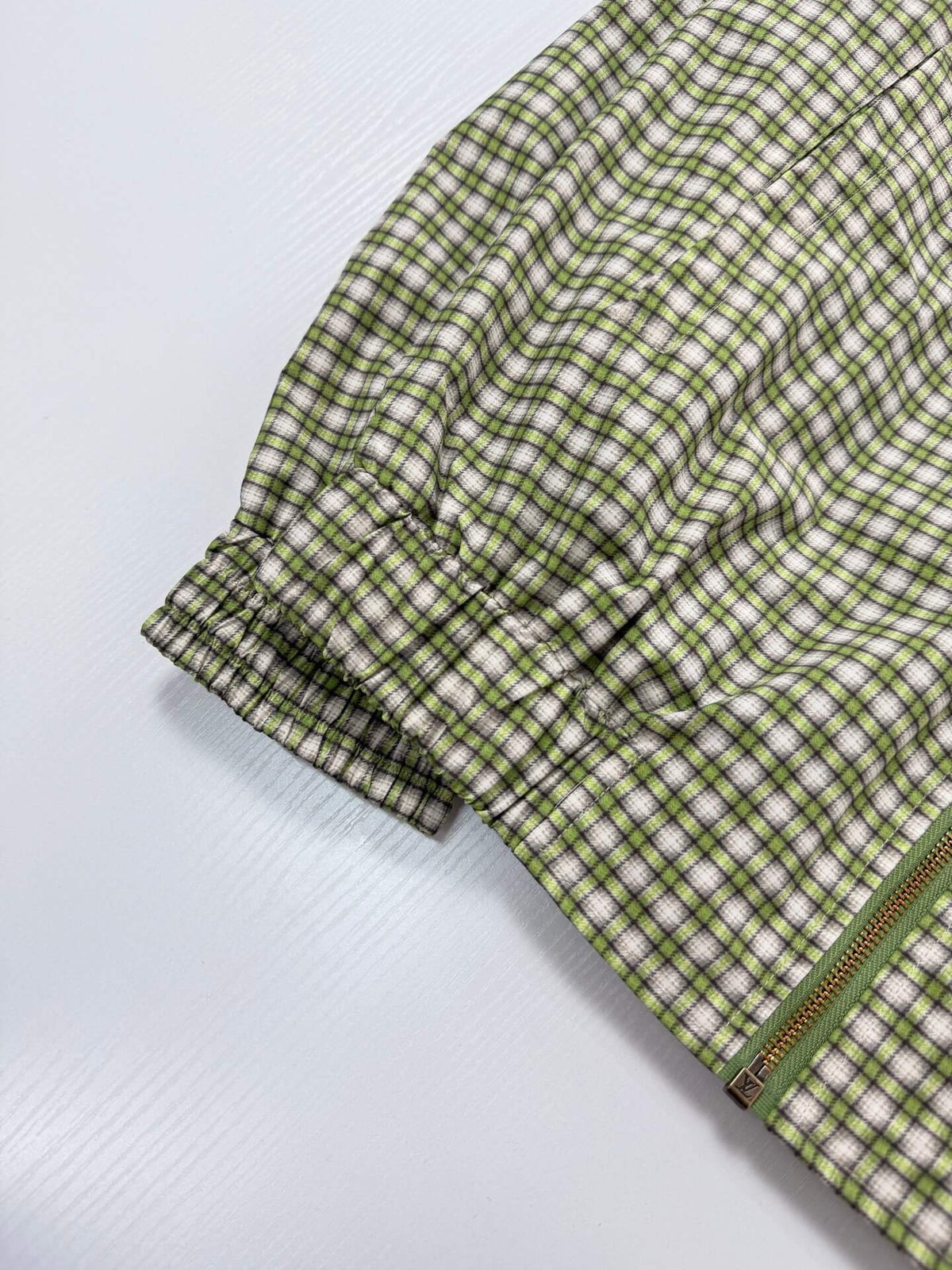 Green Plaid Gradient Color‑Block Jacket