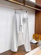 Side‑Stripe Text Detail Straight Pants